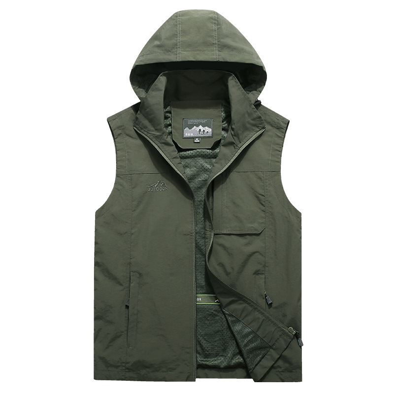 Photography Vest - 남성 야외 후드 분리형 카고 조끼
