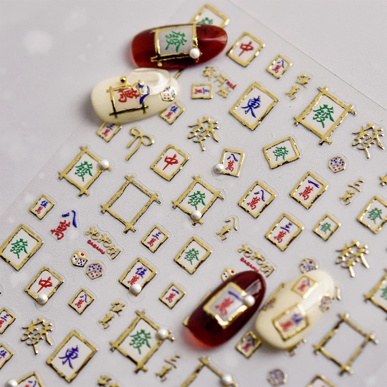 Mahjong 네일 아트 스티커, 핫 스탬핑 진주, 풍 - Photography Definition 리뷰 및 가격